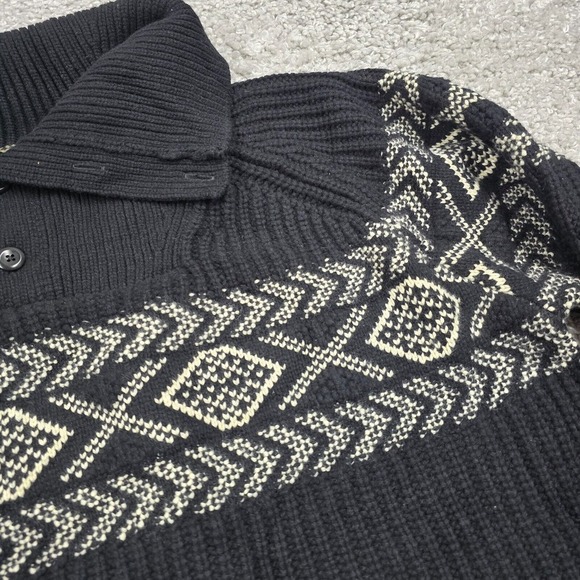 Banana Republic Sweater Mens XL Black Arran Fair Isle Wool Blend Chunky - Picture 4 of 12